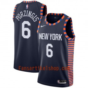 New York Knicks Trikot Kristaps Porzingis 6 2018-19 Nike City Edition Navy Swingman - Herren